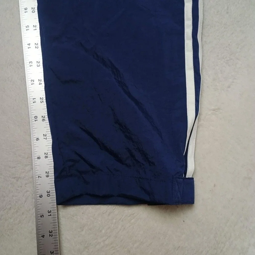 Vintage Adidas Track Pants Men M Blue Y2K 3-Stripe Woven Gym Athletic Zip Pocket